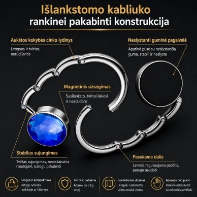 Išlankstomas kabliukas rankinei pakabinti  4